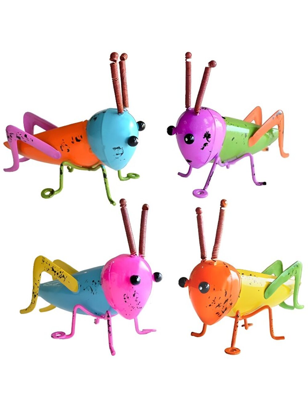 5 Metal Garden Grasshopper Wall Art Set of 4 Colorful Locust Wall Sculptures